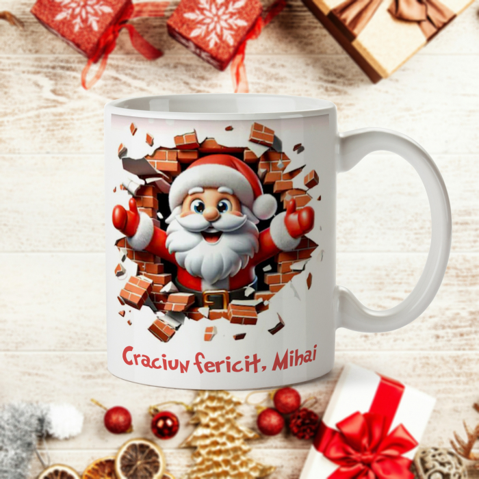 Cana personalizata cu nume de Craciun Mos Craciun 3D [1]