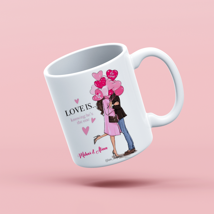 Cana personalizata cu nume si mesaj He's the one [2]
