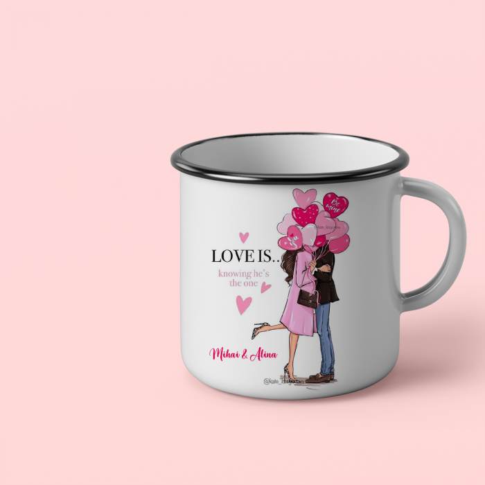 Cana personalizata cu nume si mesaj He's the one [3]