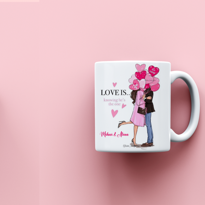 Cana personalizata cu nume si mesaj He's the one [1]