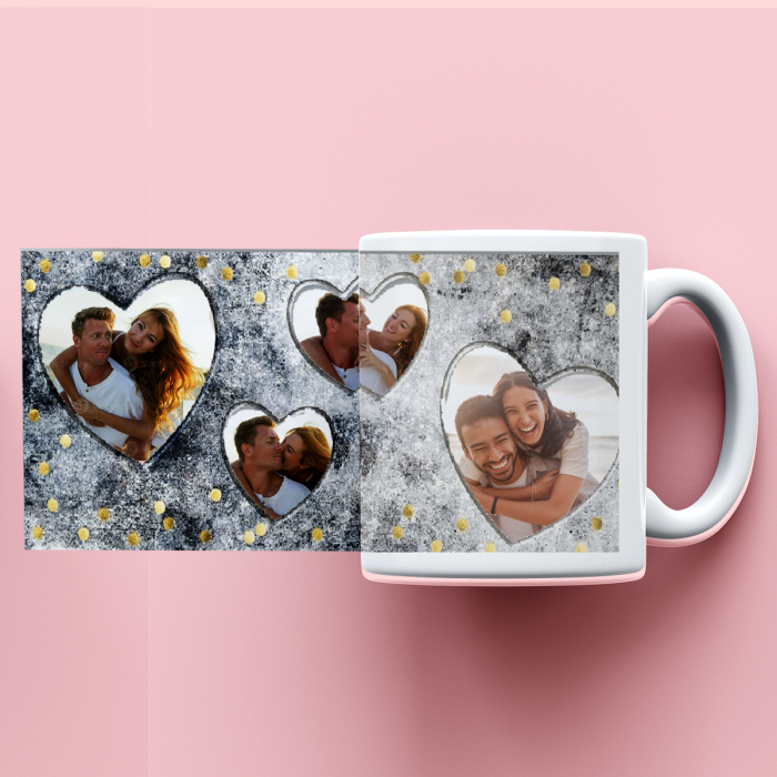 Cana personalizata cu 4 poze Silver love [1]
