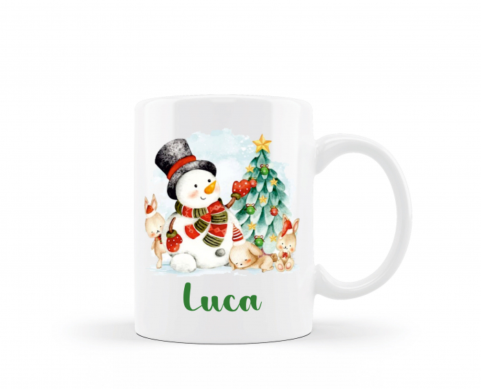 Cana personalizata de Craciun om de zapada cu brad [4]