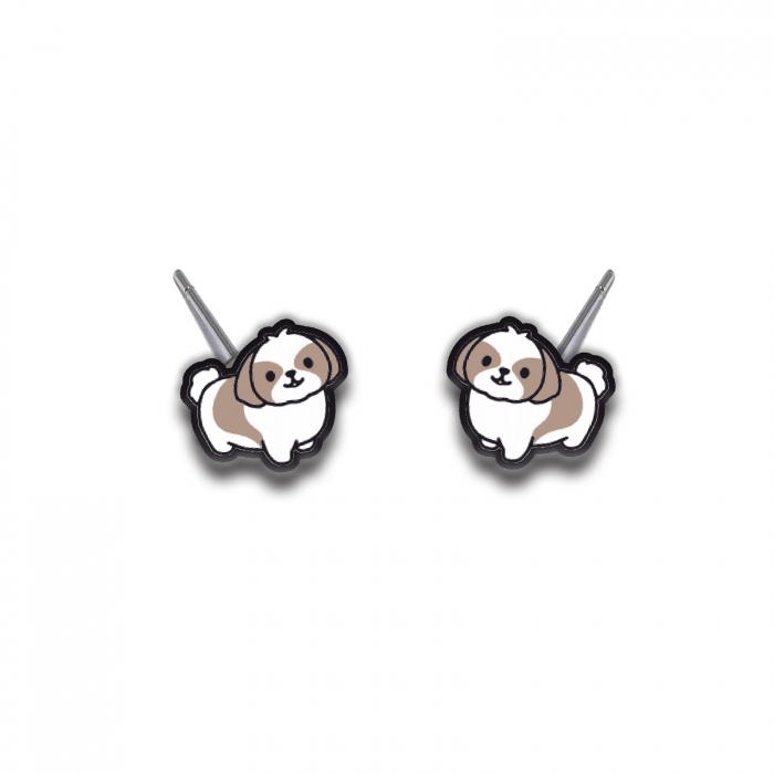 Cercei handmade Poodle cu tortite de otel inoxidabil, 12mm [1]