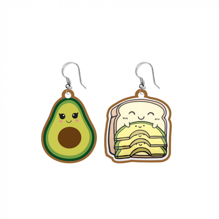 Cercei handmade avocado cu tortite de otel inoxidabil, 30 mm [1]