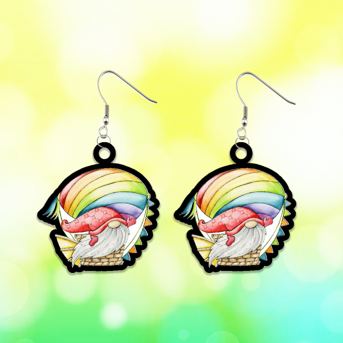 Cercei handmade din lemn model Gnom in balon, 3 cm [1]