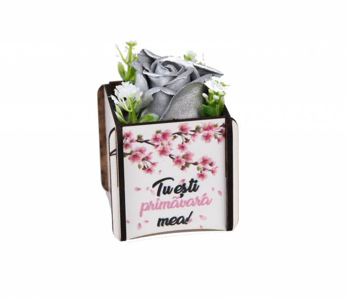 Cutie lemn personalizata cu trandafir de sapun Tu esti primavara mea [2]