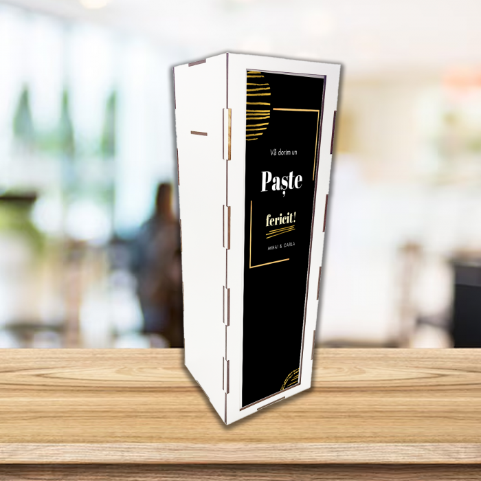Cutie de vin personalizata Paste fericit negru [2]