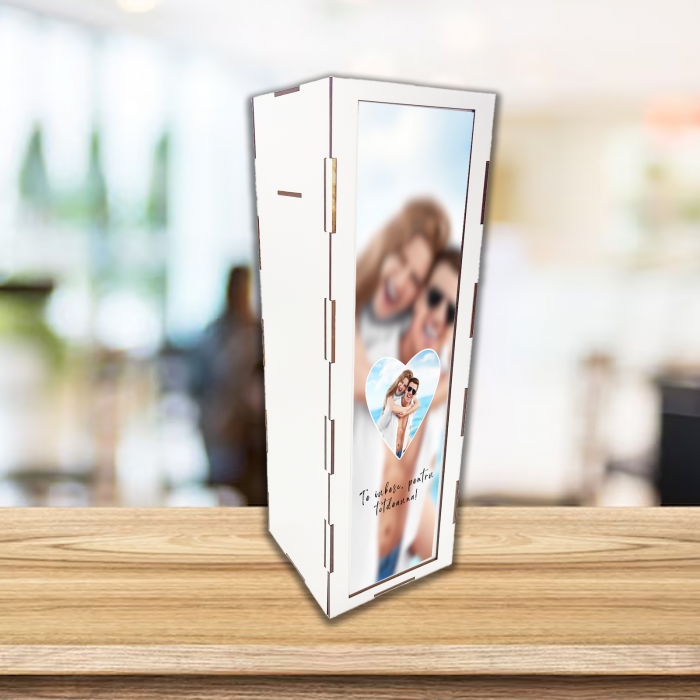 Cutie de vin personalizata cu poza Inima [2]