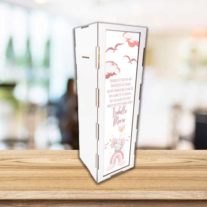 Cutie de vin personalizata pentru nasii de botez fetita [2]