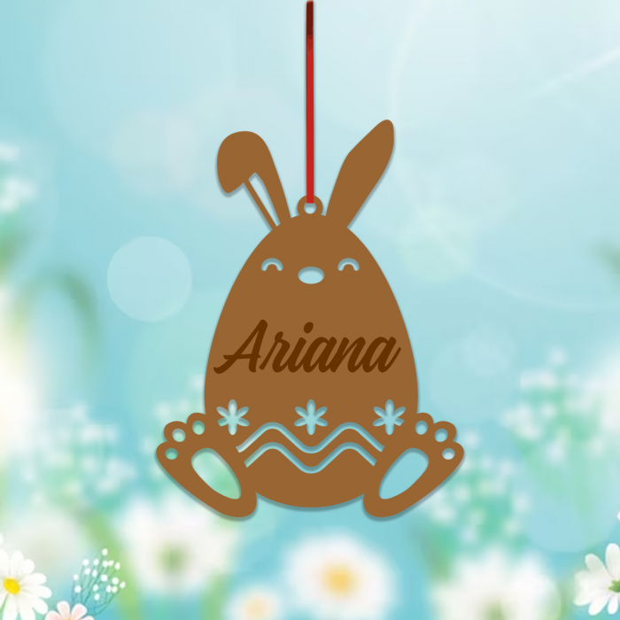 Decoratiune personalizata gravata cu nume Iepuras in ou, 10 cm [1]