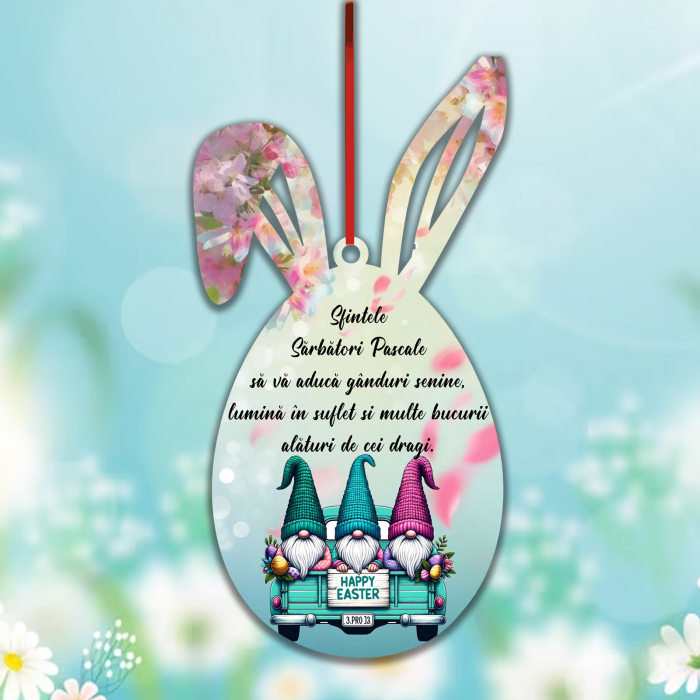 Decoratiune personalizata cu mesaj de Paste gnomi, 10 cm [1]