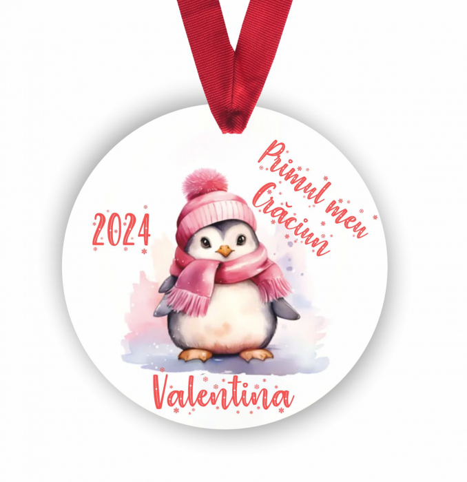 Glob personalizat cu nume Primul meu Craciun pinguin [2]