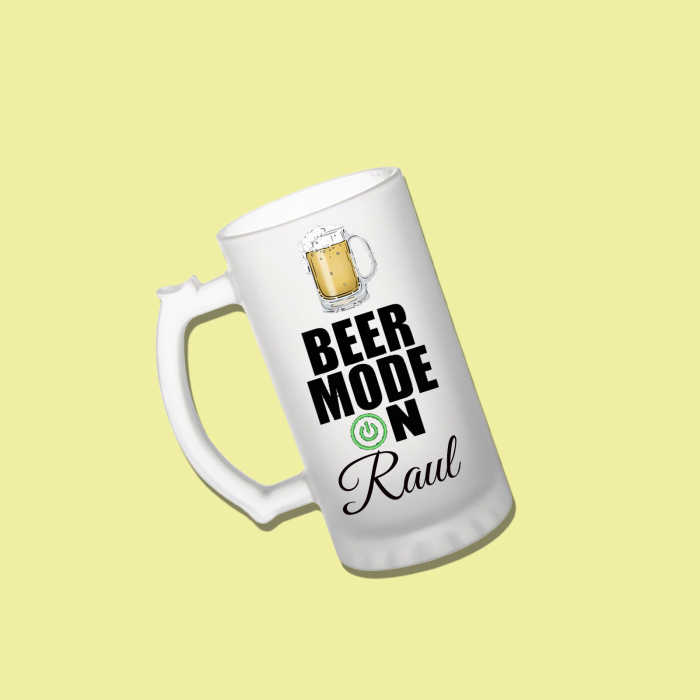 Halba de bere personalizata cu mesaj Beer mode on 700ml [1]