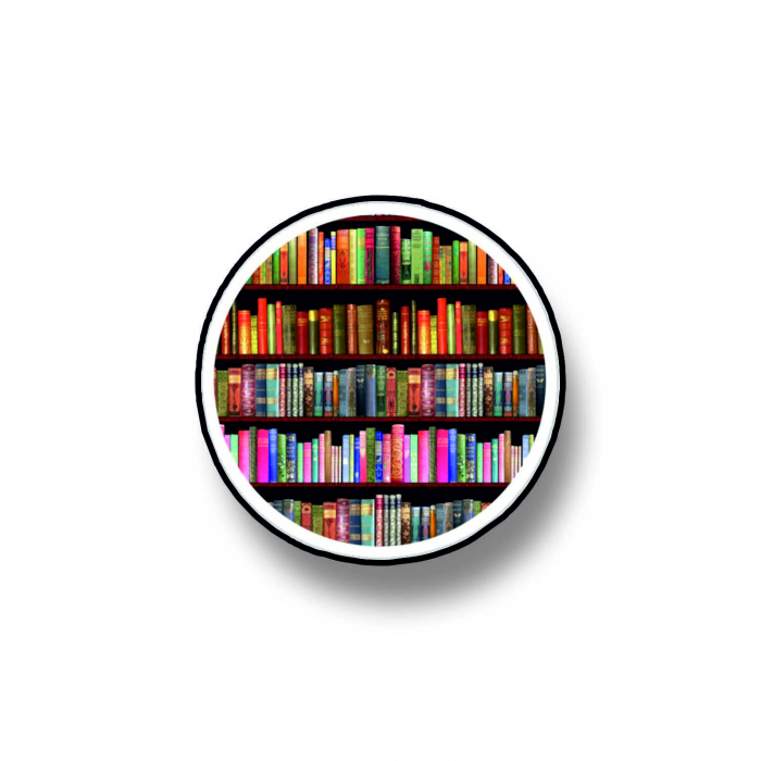 Insigna personalizata cu brosa Round bookshelf [1]
