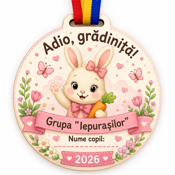 Medalie personalizata din lemn Grupa Iepurasilor [2]