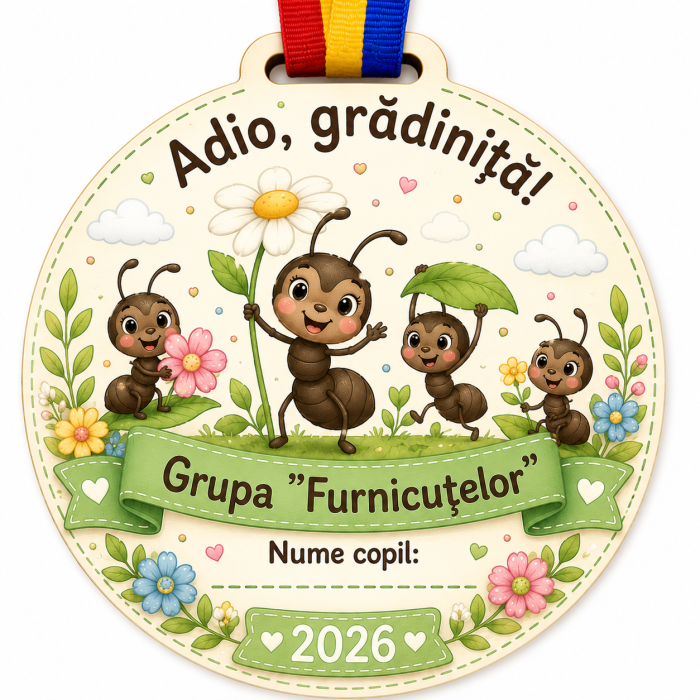 Medalie personalizata din lemn Grupa Furnicutelor [2]