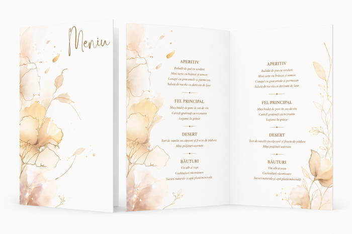Meniu personalizat de nunta Golden Leaf [2]