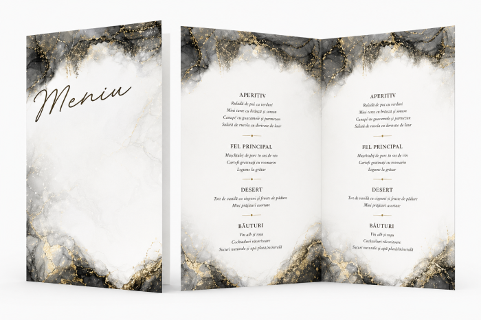 Meniu personalizat de nunta Golden Waves [2]