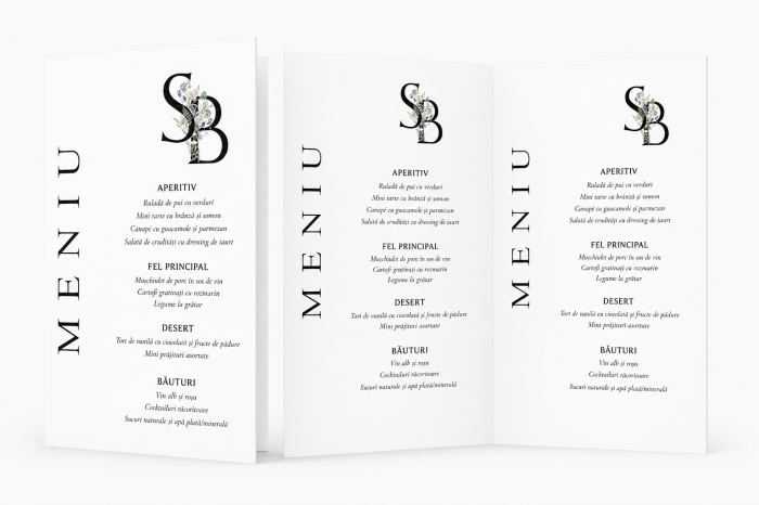 Meniu personalizat de nunta Minimalist flowers [2]