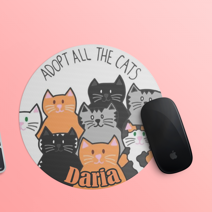 Mousepad personalizat cu nume Adopt all the cats [1]