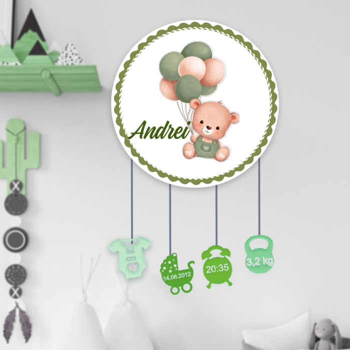 Ornament rotund din lemn personalizat Teddy Cloud Whisper [1]