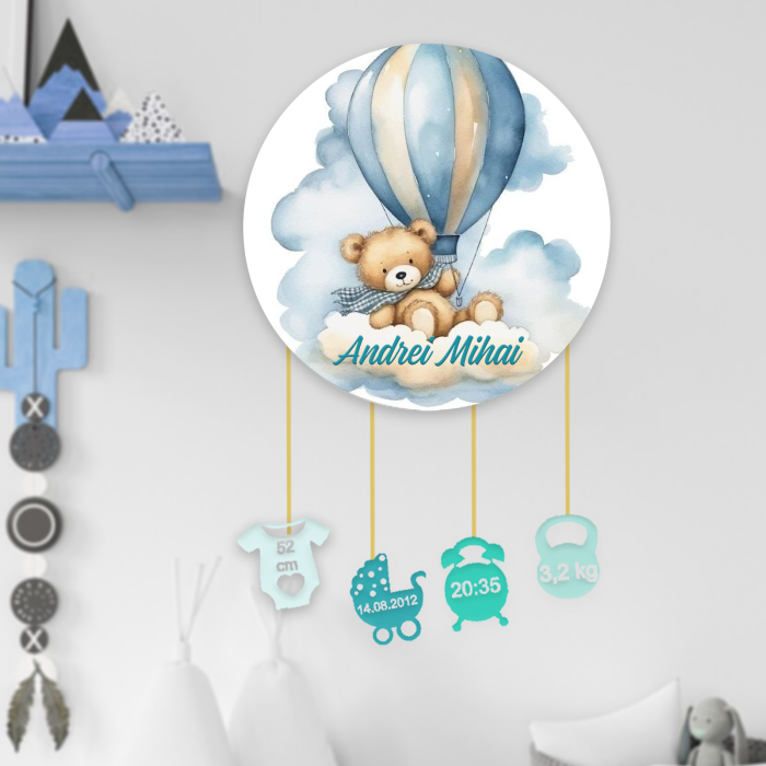 Ornament rotund din lemn personalizat Starry Bear Sky [1]