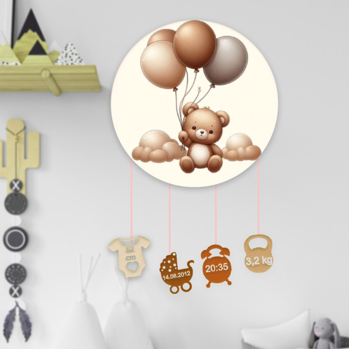 Ornament rotund din lemn personalizat Ursulet [1]
