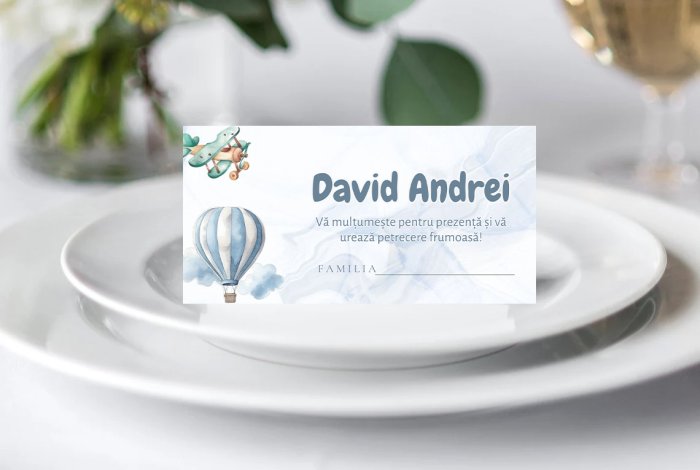 Plic bani botez personalizat Blue Sky Journey [1]