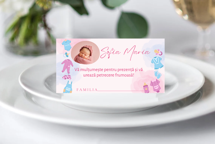 Plic bani botez personalizat Pink Petals Story [1]