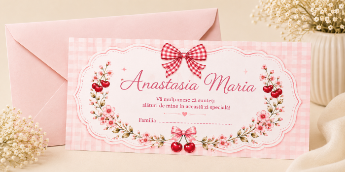 Plic bani botez personalizat Sweet Cherries [2]