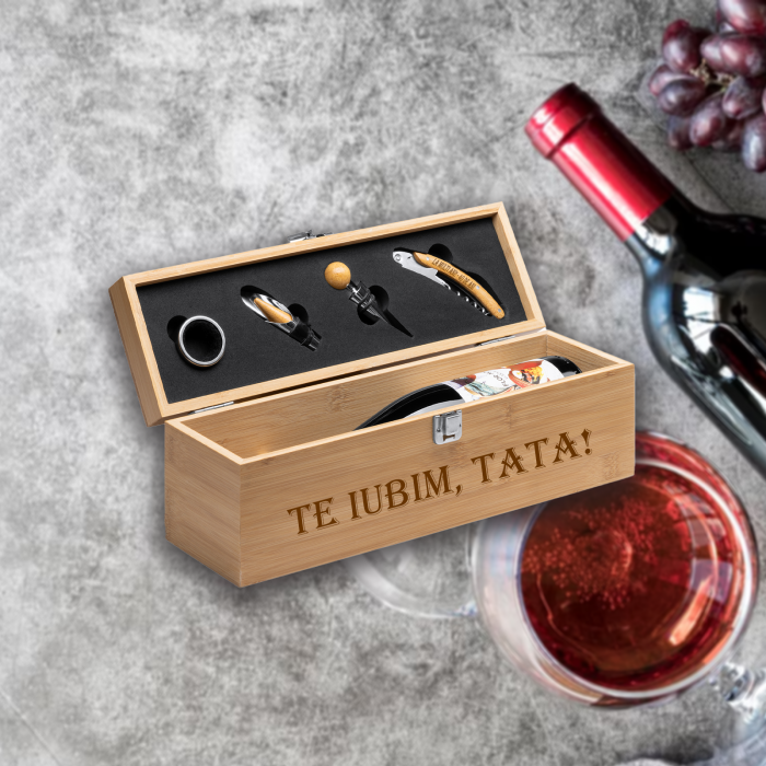 Cutie personalizata pentru sticla de vincu mesaj Te iubim,tata [2]