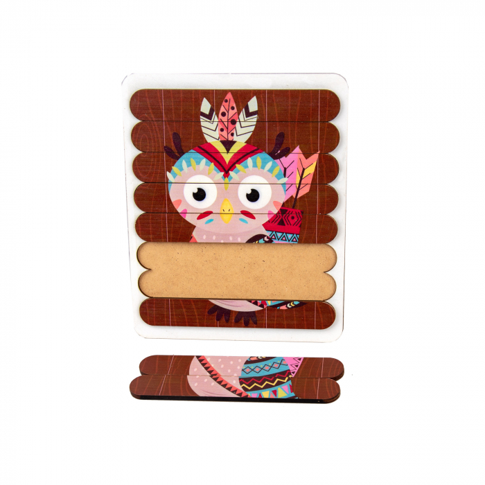 Puzzle personalizat cu bufnita din lemn 8 piese [2]