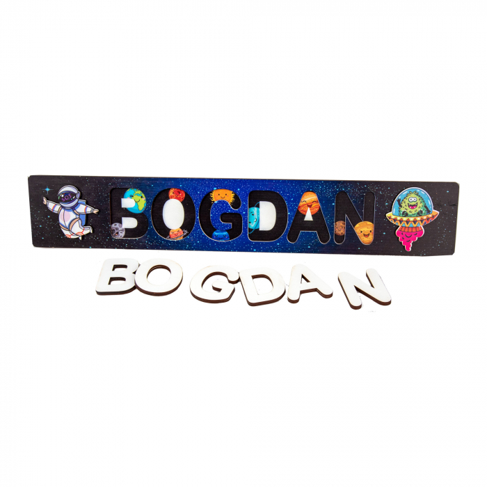 Puzzle personalizat cu nume model cosmos incastru [2]