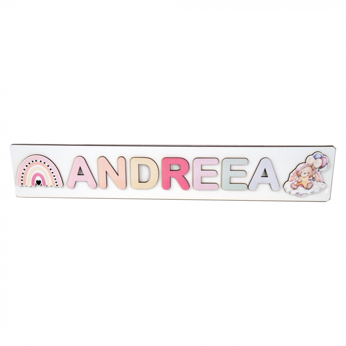 Puzzle personalizat cu nume model curcubeu fetite incastru [2]