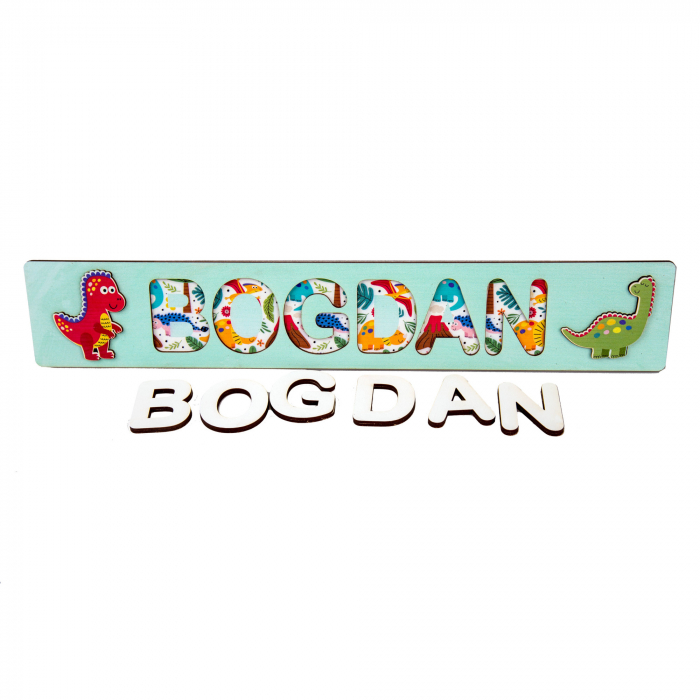 Puzzle personalizat cu nume model dinozauri incastru [2]