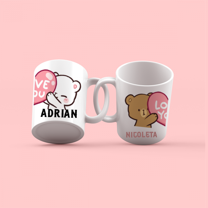 Cani personalizate pentru cuplu Bear love [1]