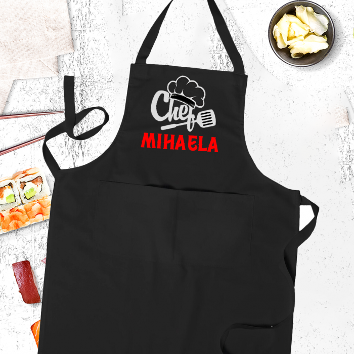 Sort bucatarie personalizat Chef cu nume cu buzunar [2]