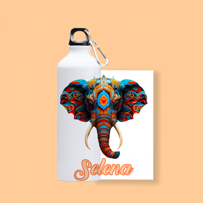 Sticla personalizata cu elefant si nume din otel inoxidabil [1]