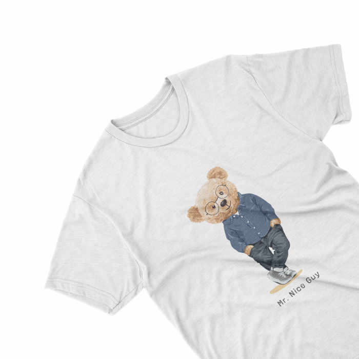 Tricouri personalizate cu ursulet Mr nice guy alb [1]
