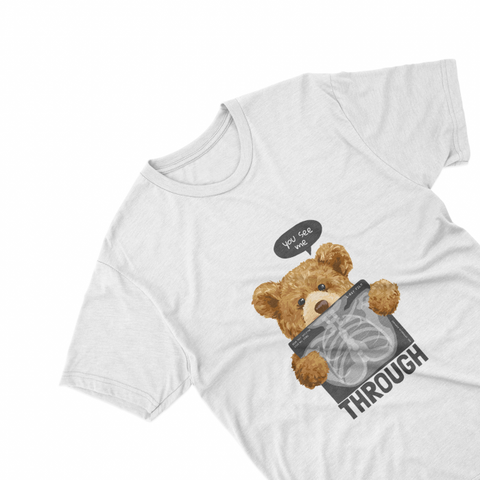 Tricouri personalizate cu ursulet You see me through alb [1]
