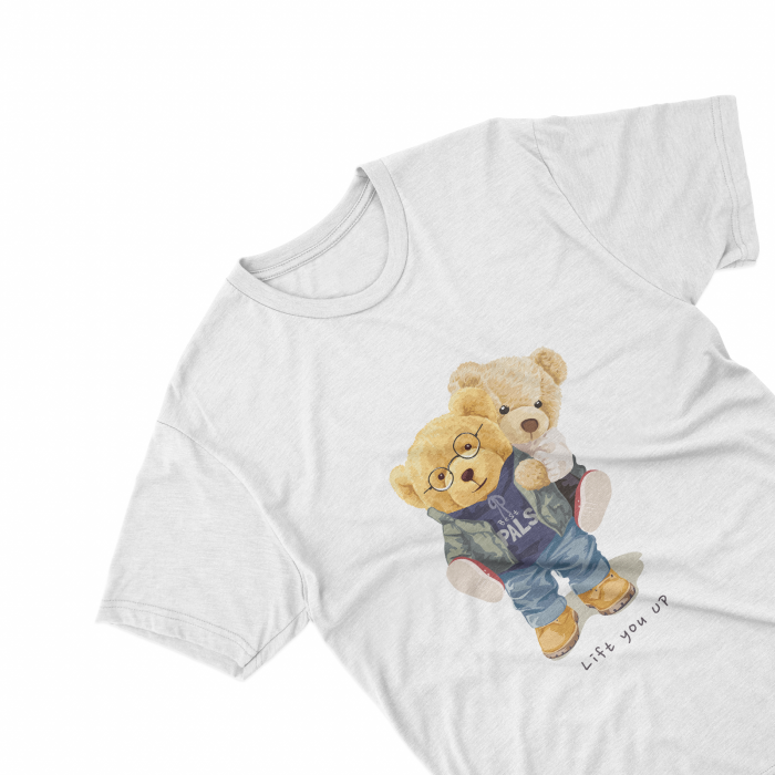 Tricouri personalizate cu ursulet Lift you up alb [1]