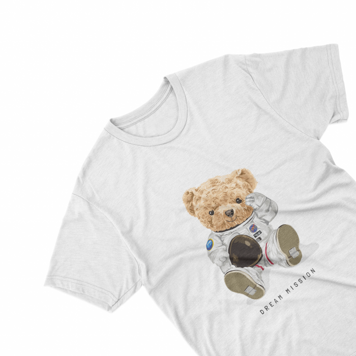 Tricouri personalizate cu ursulet Dream mission alb [1]