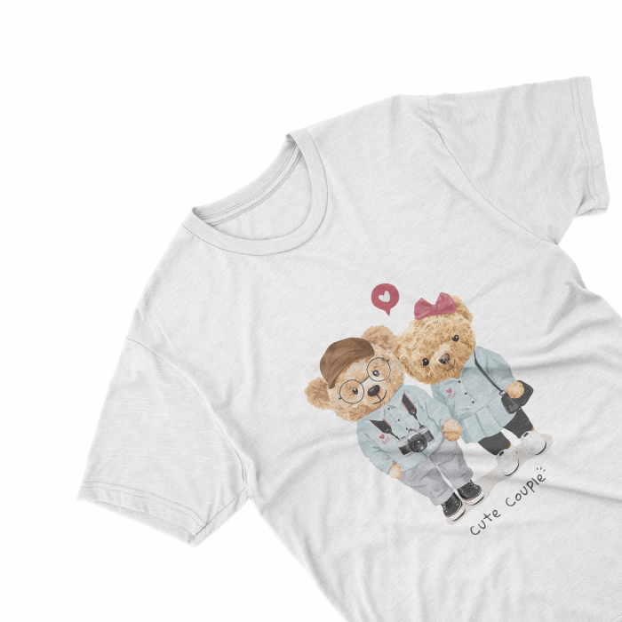 Tricouri personalizate cu ursuletcute couple alb [1]