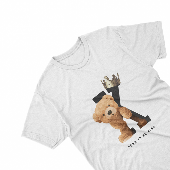 Tricouri personalizate cu ursulet Born to be king alb [1]