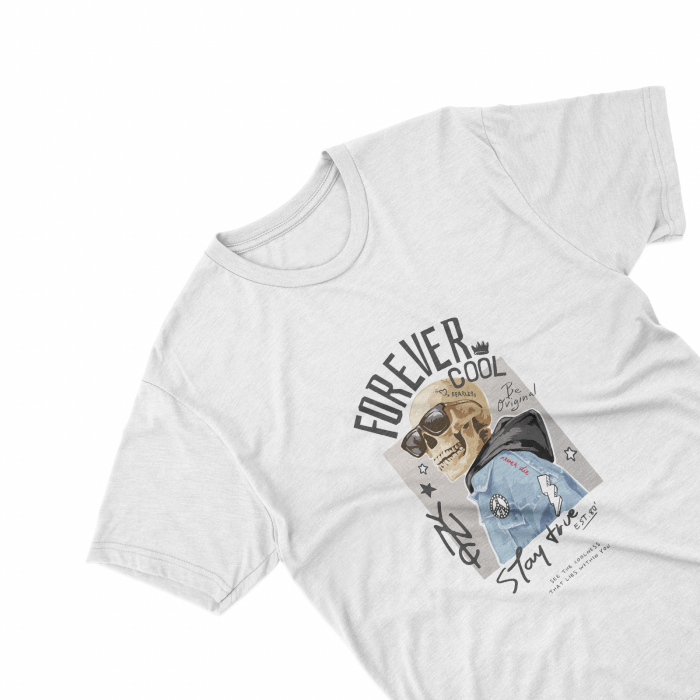 Tricouri personalizate cu ursulet Forever cool alb [1]