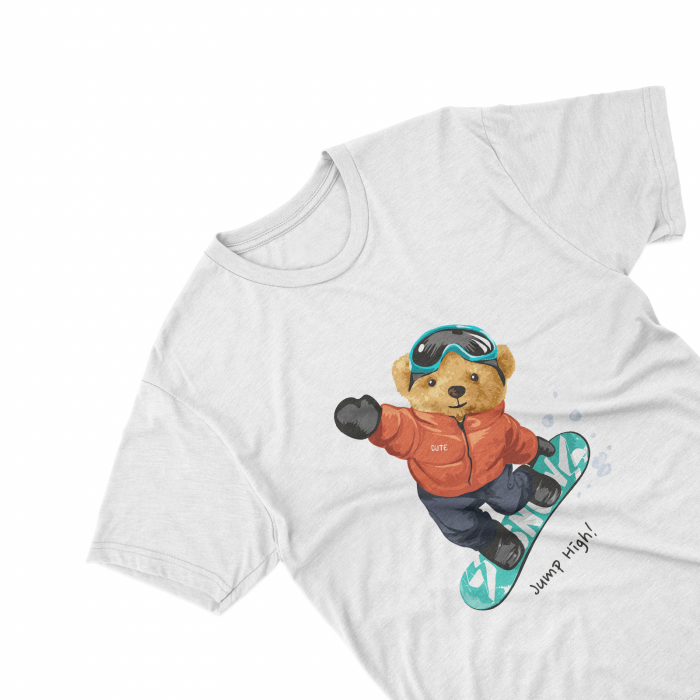 Tricouri personalizate cu ursulet Jump high alb [1]