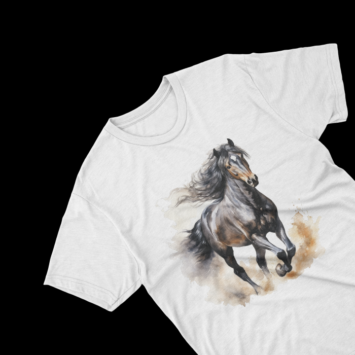 Tricouri personalizate cu poza Cal Watercolor negru [1]