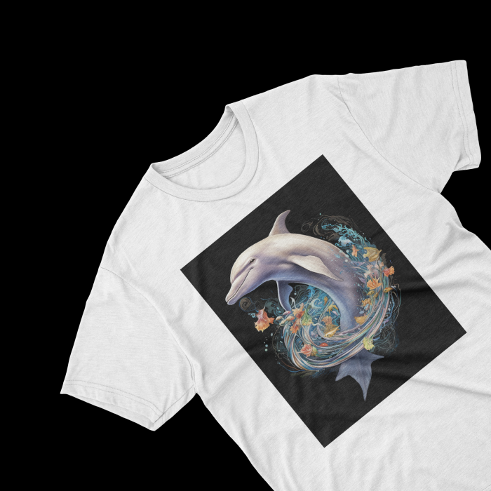 Tricouri personalizate cu poza Delfin Watercolor val de frunze [2]
