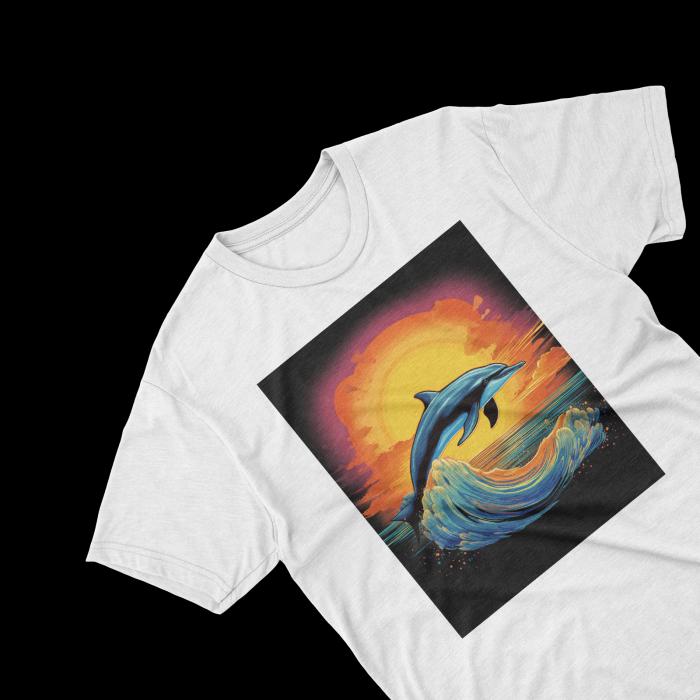 Tricouri personalizate cu poza Delfin Watercolor apus [1]