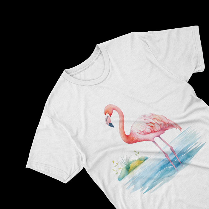 Tricouri personalizate cu poza Flamingo Watercolor in lac [2]
